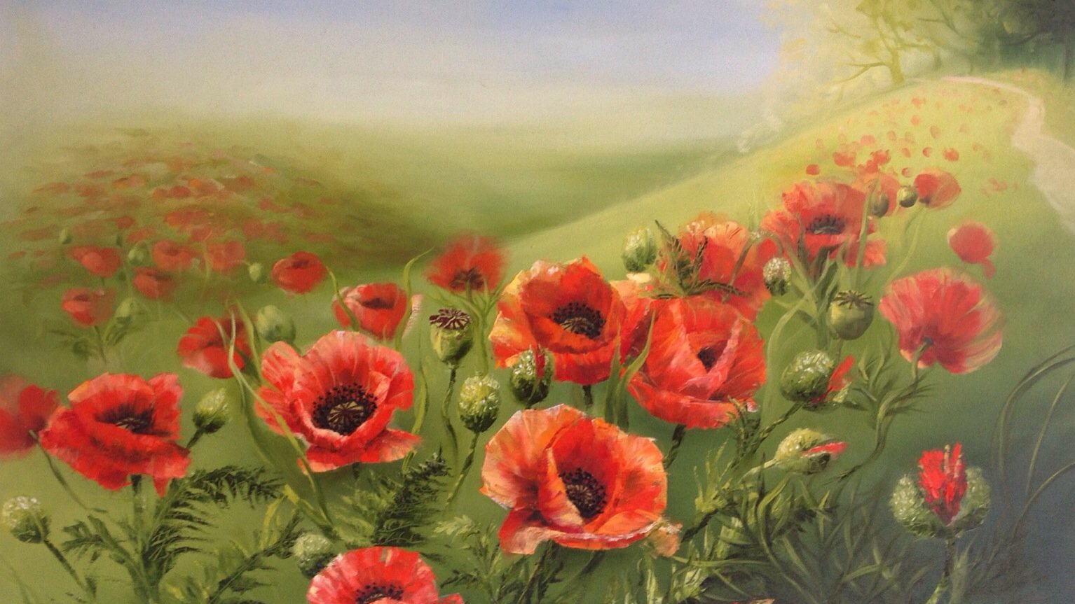 "Field of red poppies", Oil on stretched canvas, 100x70 cm